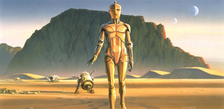 Artoo and Threepio Leave the Pod in the Desert